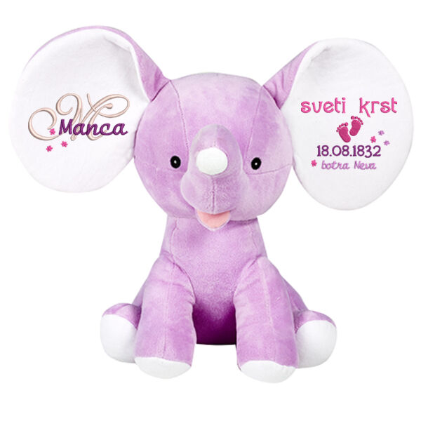 z inicialko - Uhasti roza slonček Thumbnail