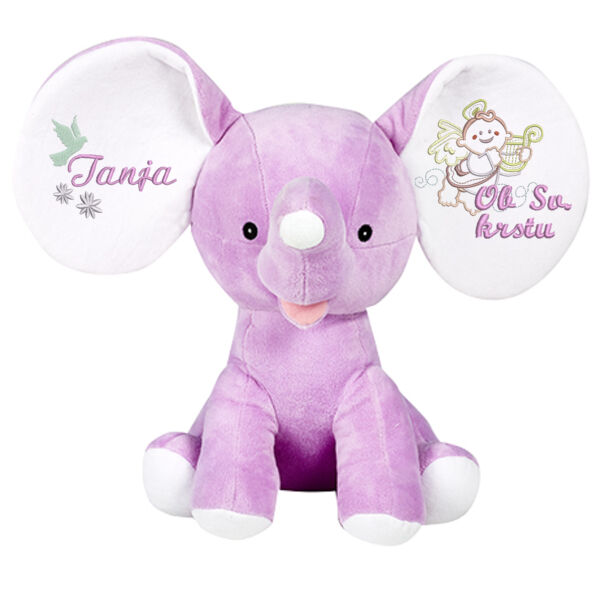 Slonček ob krstu - Uhasti roza slonček Thumbnail